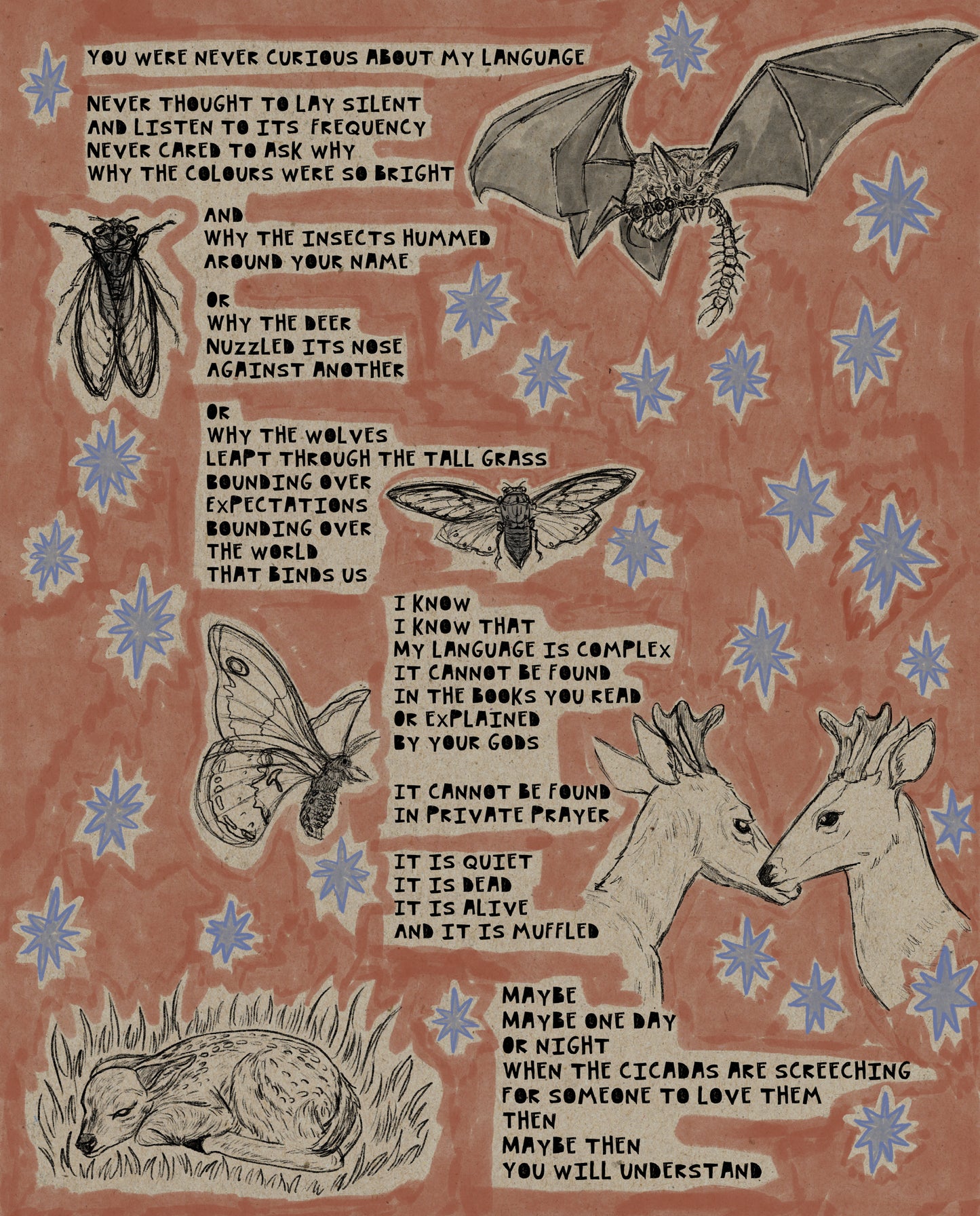 Cicada Poem Print