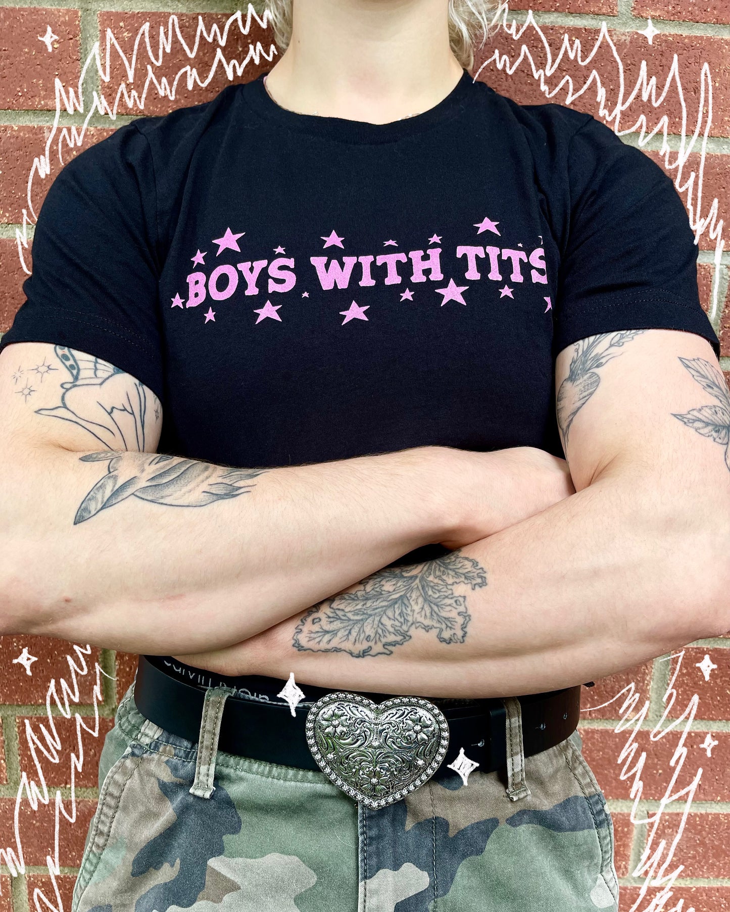 Boys With Tits Tee (Pink Text)