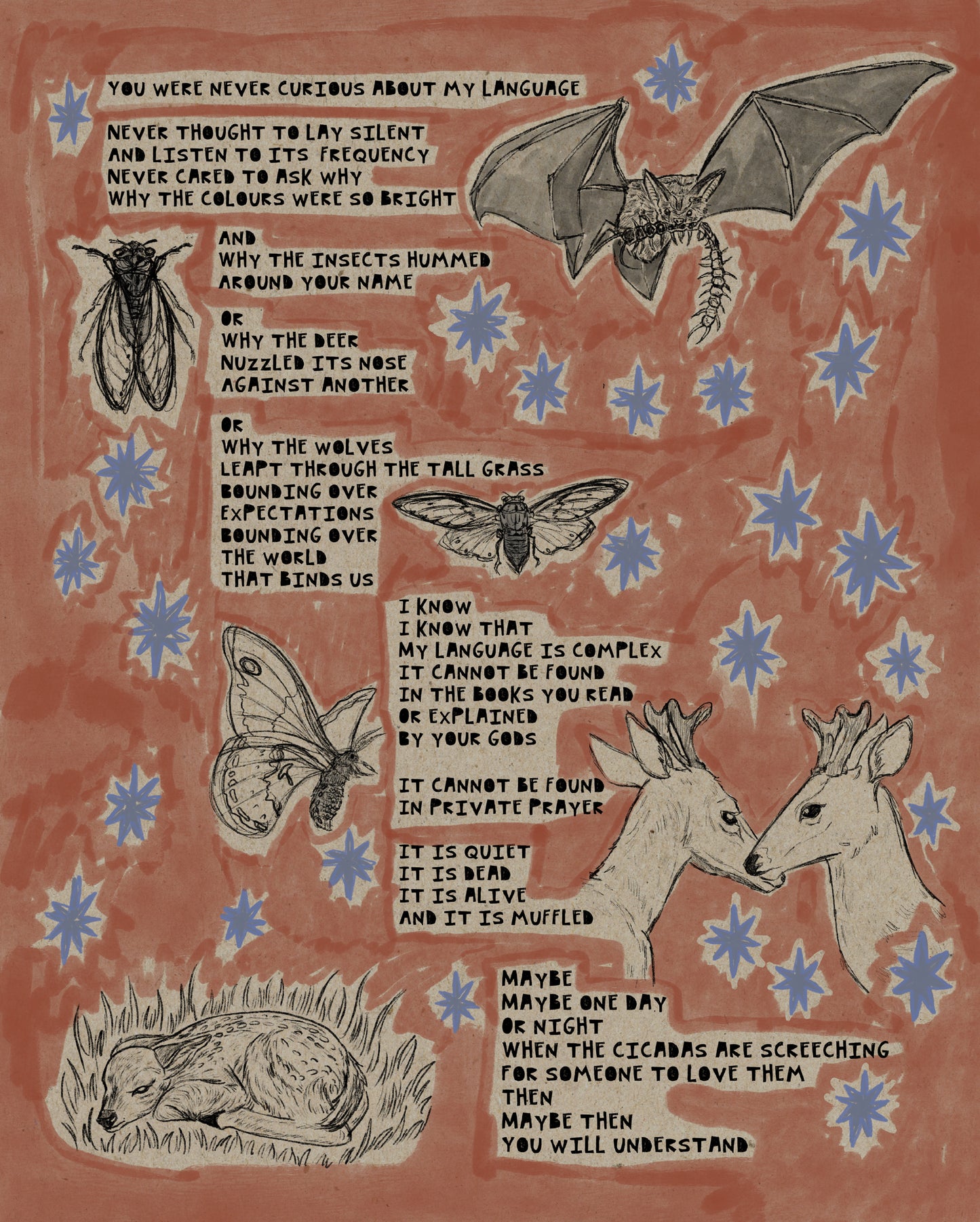Cicada Poem Print