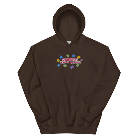 Gender? I Hardly Know Her! Embroidered Hoodie